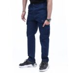 Heavy-Duty Stretchable Cotton Cargo Pants - Navy Blue - Image 3