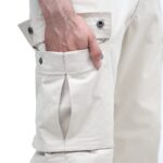 Heavy-Duty Stretchable Cotton Cargo Pants - Off White - Image 3