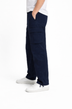Premium Cotton Cargo Pants Navy Blue - Image 2