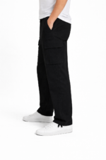 Premium Cotton Cargo Pants Black - Image 2